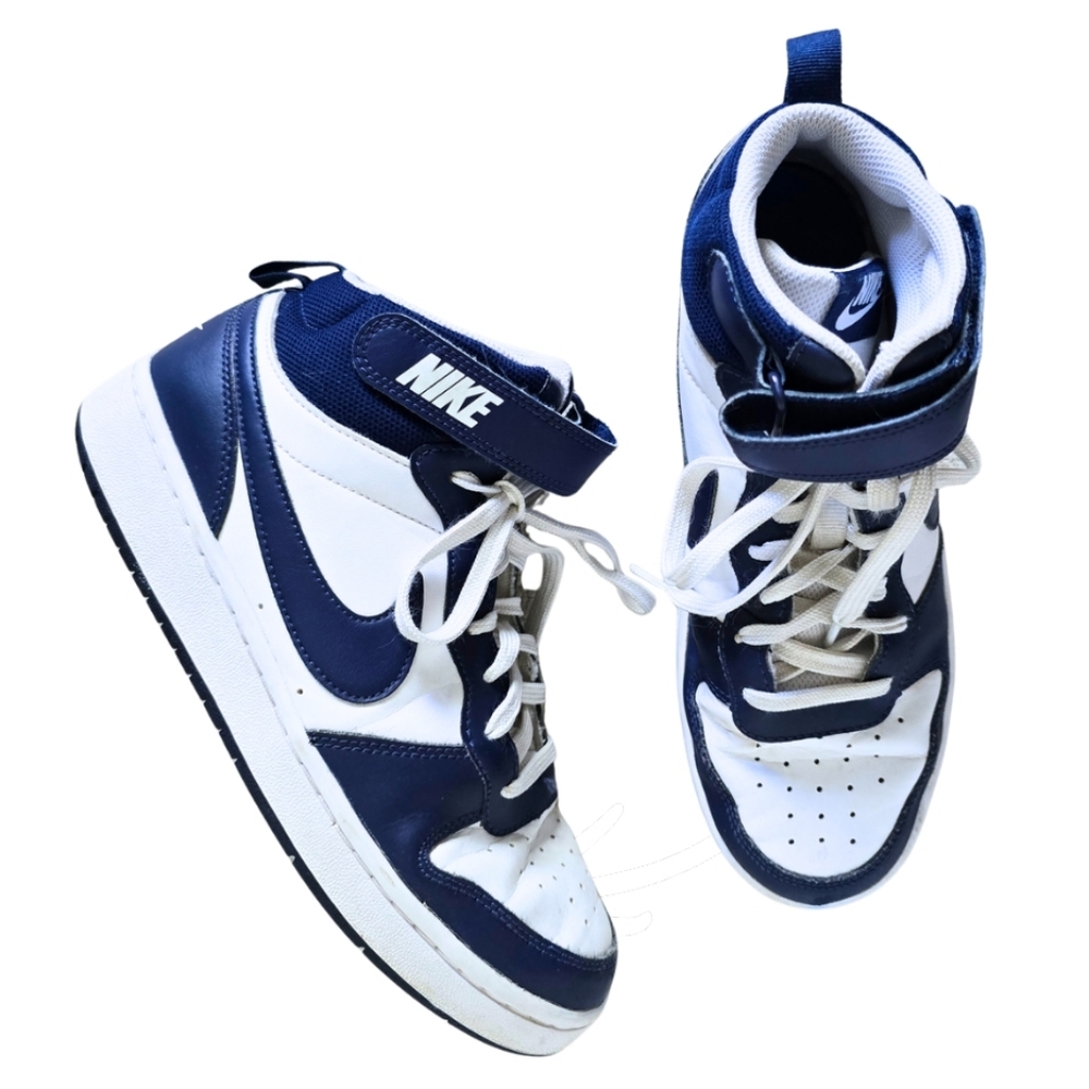 Nike Court Borough Mid 2 Big Kids Boys 7Y Blue White Sneakers